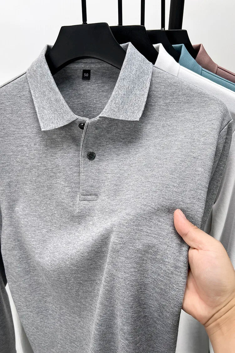 Polo homme à manches longues en coton premium – Élégance discrète et confort supérieur